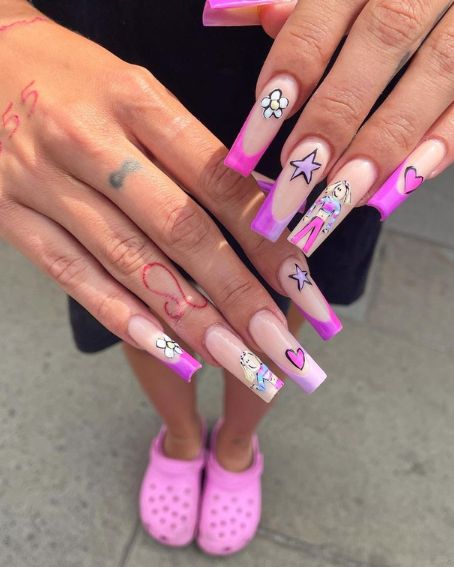 Pretty Groovy Chicks Nails for Extra Long Nails