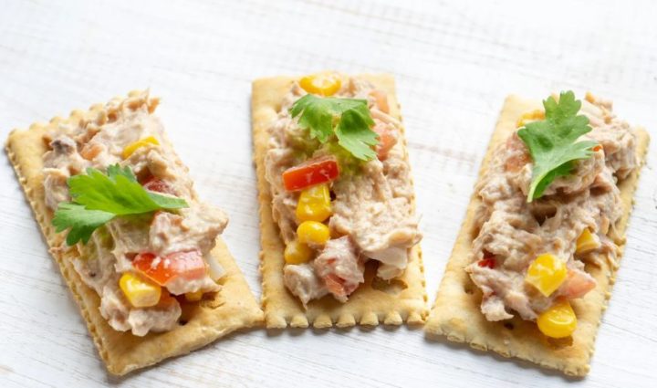 Tuna Salad on Whole Grain Crackers