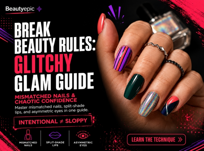 glitchy glam nails